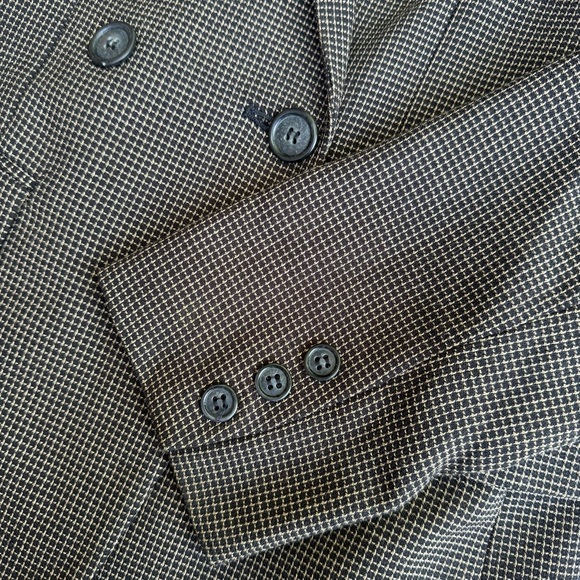 Vintage Liz Claiborne Brown Tan Suit Jacket Blazer Rayon Wool Sz 4 - Picture 5 of 8